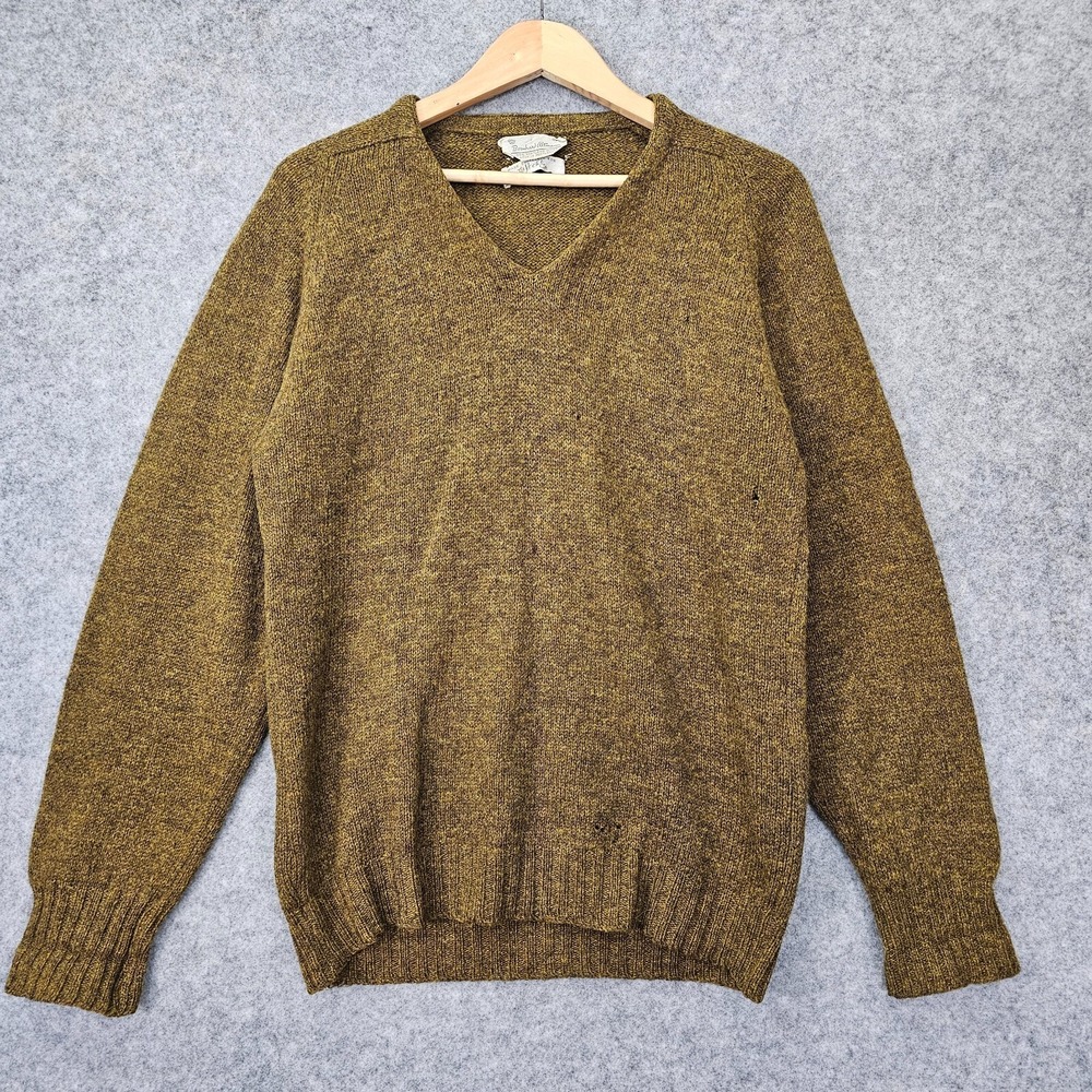 Vintage Wool Fisherman Sweater Men S Olive BERNHARD ALTMANN 36 Scottish 50s FLAW